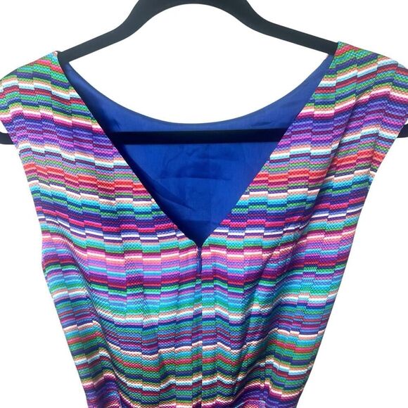 Shoshanna Fit & Flare Sleeveless Kaleidoscope Silk Dress Multicolor Sz 10 - Picture 10 of 12